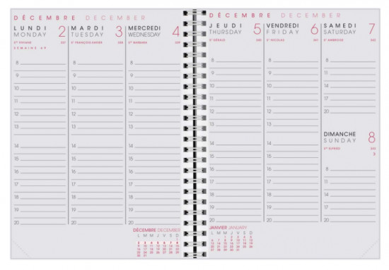 AGENDA DE BUREAU BROCHÉ OU SPIRALÉ - INTABSEM - 15x21cm
