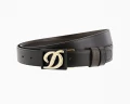 CEINTURE RÉVERSIBLE CUIR LISSE LOGO NOIR MAT / DORÉ