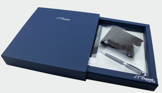 COFFRET STYLO LINE D BILLE DERBY + PORTE CARTES 6cc DANDY MARRON