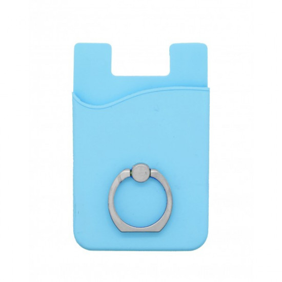 ÉTUI PORTE-CARTES AUTOCOLLANT EN SILICONE AVEC BAGUE POUR TÉLÉPHONE