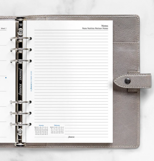 RECHARGE ORGANISEUR SEMAINE SUR 1 PAGE + 1 PAGE DE NOTES - MULTILINGUE - A5 21cm