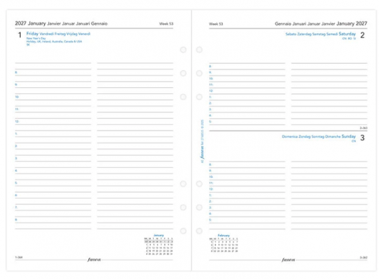RECHARGE ORGANISEUR 1 JOUR PAR PAGE - MULTILINGUE - A5 21cm