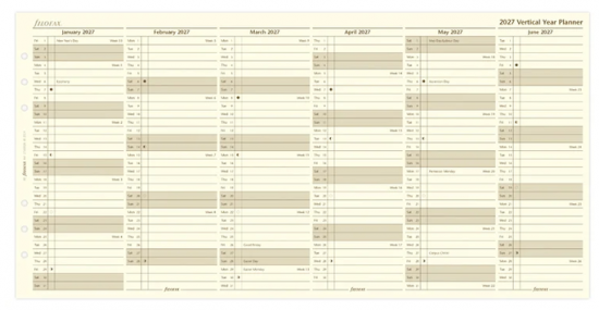PLANNING ANNUEL VERTICAL CREME - A5 21cm