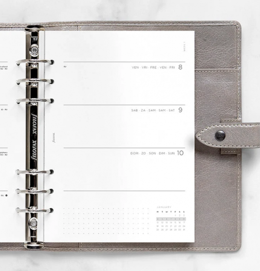 RECHARGE ORGANISEUR SEMAINE SUR 2 PAGES MINIMAL - MULTILANGUE - A5 21cm