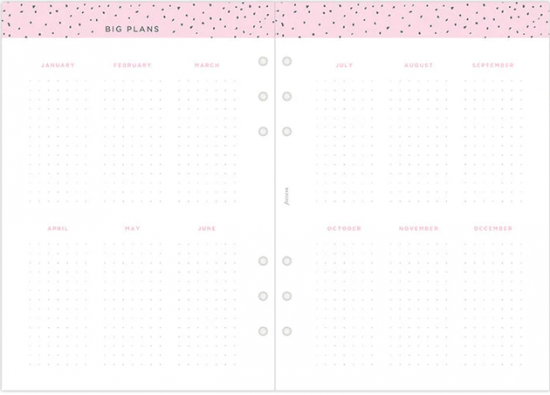 RECHARGE ORGANISEUR SEMAINE SUR 2 PAGES CONFETTI - A5 21cm