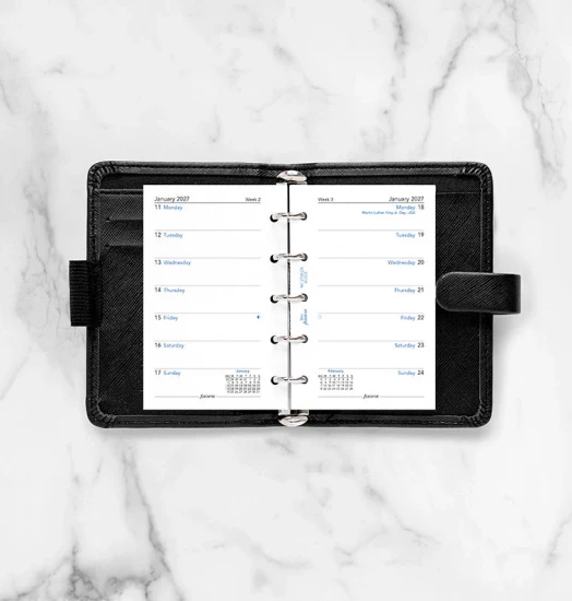 RECHARGE ORGANISEUR SEMAINE SUR 1 PAGE - ANGLAIS - MINI 10cm
