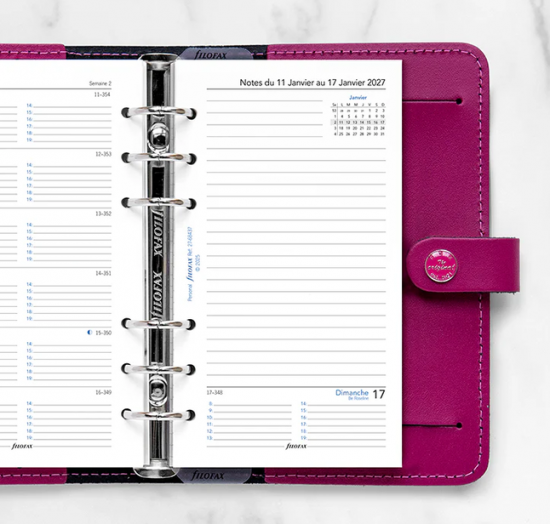 RECHARGE ORGANISEUR SEMAINE SUR 1 PAGE + 1 PAGE DE NOTES - PERSONAL 17cm