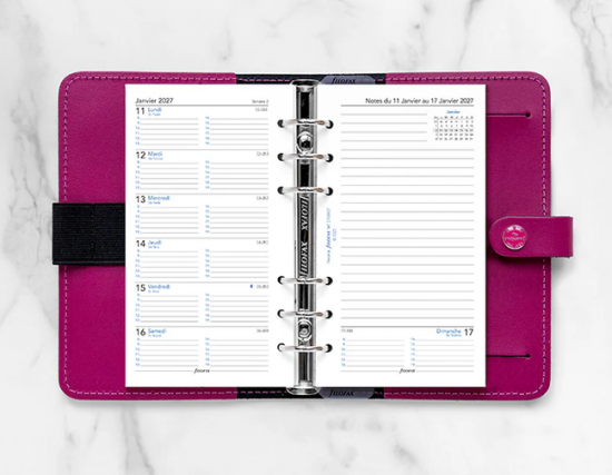 RECHARGE ORGANISEUR SEMAINE SUR 1 PAGE + 1 PAGE DE NOTES - PERSONAL 17cm