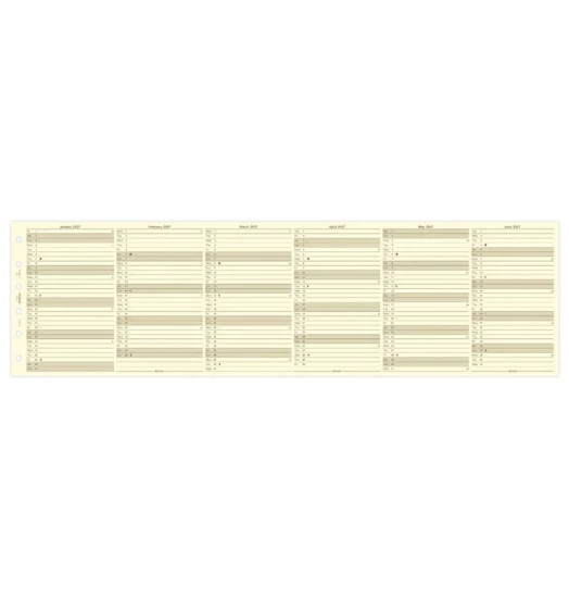 RECHARGE ORGANISEUR PLANNING ANNUEL CREME - ANGLAIS - POCKET 12cm