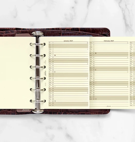RECHARGE ORGANISEUR PLANNING ANNUEL CREME - ANGLAIS - POCKET 12cm