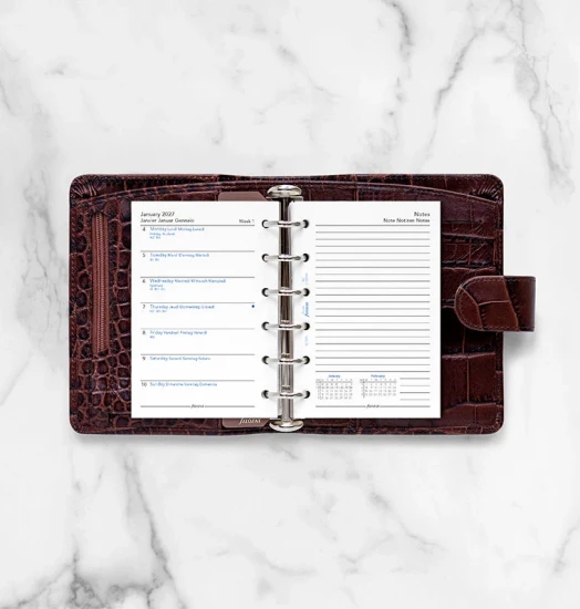 RECHARGE ORGANISEUR SEMAINE SUR 1 PAGE + PAGE DE NOTES - MULTILINGUE - POCKET 12cm