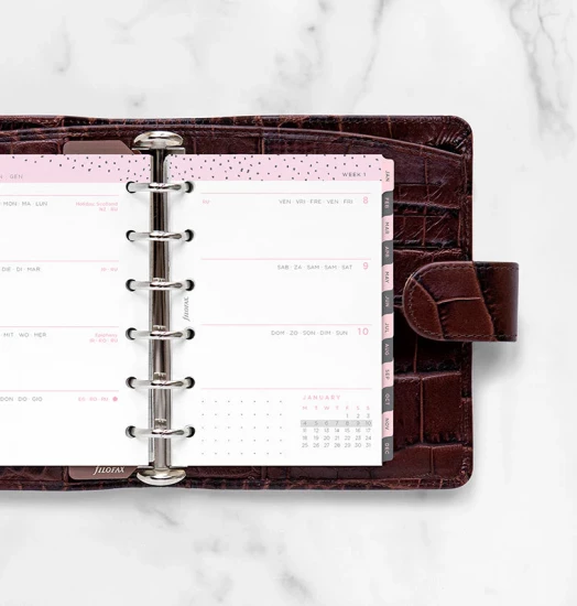 RECHARGE ORGANISEUR SEMAINE SUR 2 PAGES HORIZONTAL SANS HEURES CONFETTI - POCKET 12cm