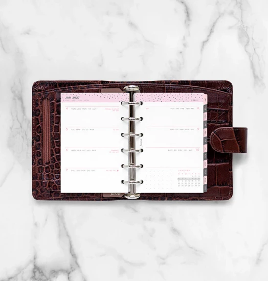 RECHARGE ORGANISEUR SEMAINE SUR 2 PAGES HORIZONTAL SANS HEURES CONFETTI - POCKET 12cm