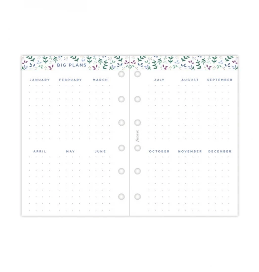 RECHARGE ORGANISEUR SEMAINE SUR 2 PAGES HORIZONTAL SANS HEURES GARDEN - POCKET 12cm