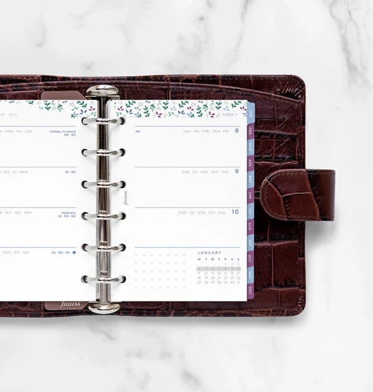 RECHARGE ORGANISEUR SEMAINE SUR 2 PAGES HORIZONTAL SANS HEURES GARDEN - POCKET 12cm