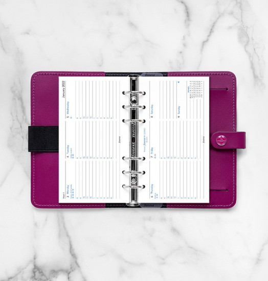 RECHARGE ORGANISEUR SEMAINE SUR 2 PAGES A L'ITALIENNE - ANGLAIS - PERSONAL 17cm