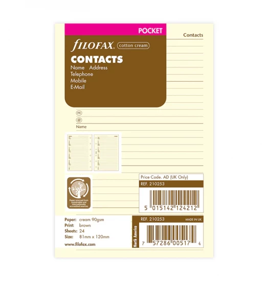 CONTACTS CREME - POCKET 12cm