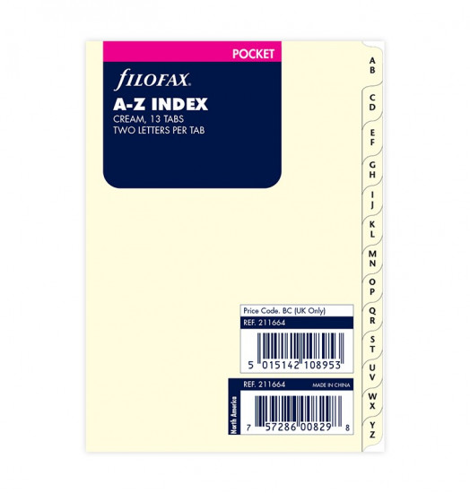 INDEX ALPHABÉTIQUE CRÈME - POCKET 12cm