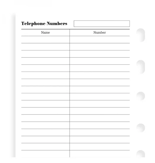 NOM & NUMERO DE TELEPHONE BLANC - POCKET 12cm