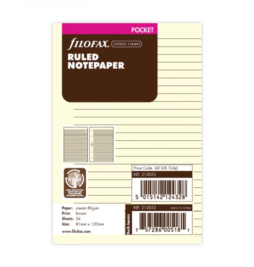 FEUILLES LIGNEES CREME - POCKET 12cm