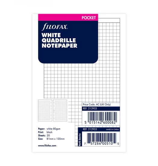 FEUILLES QUADRILLEES - POCKET 12cm