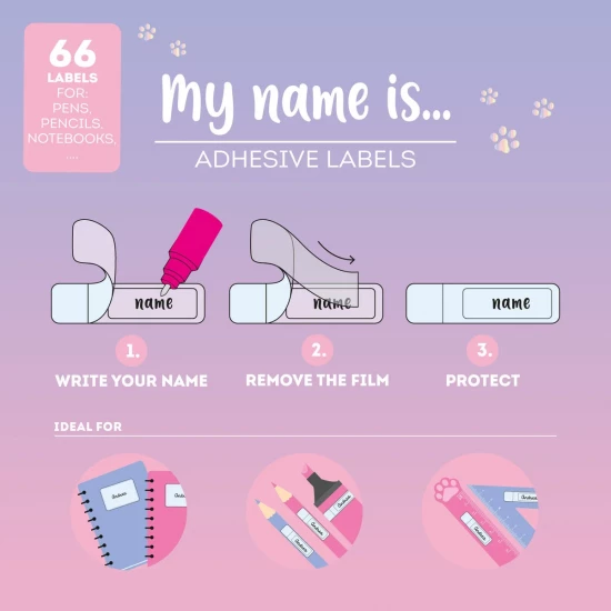 ETIQUETTES ADHESIVES AVEC FILM PROTECTEUR - MY NAME IS...
