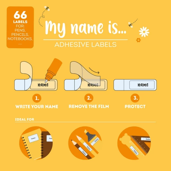 ETIQUETTES ADHESIVES AVEC FILM PROTECTEUR - MY NAME IS...