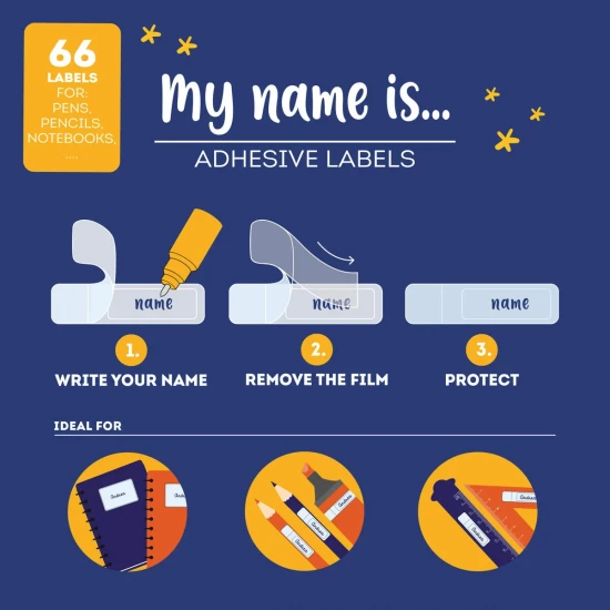 ETIQUETTES ADHESIVES AVEC FILM PROTECTEUR - MY NAME IS...