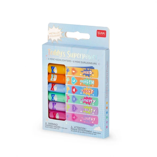 SET DE 6 MINI SURLIGNEURS - TEDDY'S SUPERPOWER