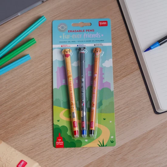 PACK CHIENS STYLO À ENCRE GEL EFFAÇABLE - Fur-ever Friends