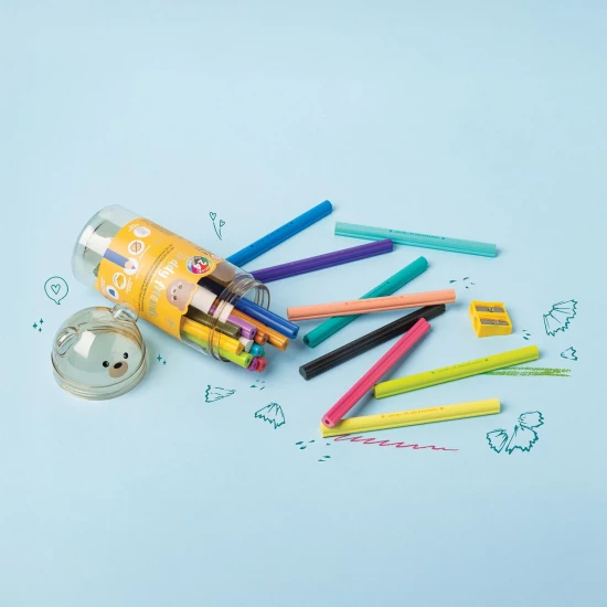BOITE DE 24 CRAYONS DE COULEURS AVEC TAILLE-CRAYONS - TEDDY FRIENDS