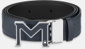 CEINTURE A BOUCLE M DE 35mm EN CUIR BLEU / NOIR