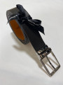 CEINTURE BOUCLE ARDILLON PALLADIEE CUIR REVERSIBLE NOIR CAMEL