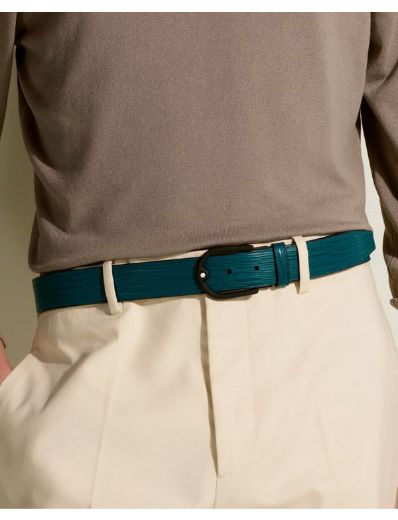 CEINTURE 4810 RÉVERSIBLE GRIS / CYPRUS + BOUCLE FER À CHEVAL 35mm ACIER