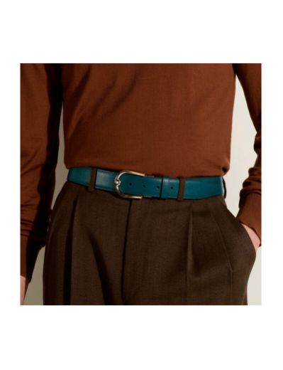 CEINTURE SARTORIAL RÉVERSIBLE NOIR / CYPRUS + BOUCLE FER À CHEVAL 35mm NOIR MAT
