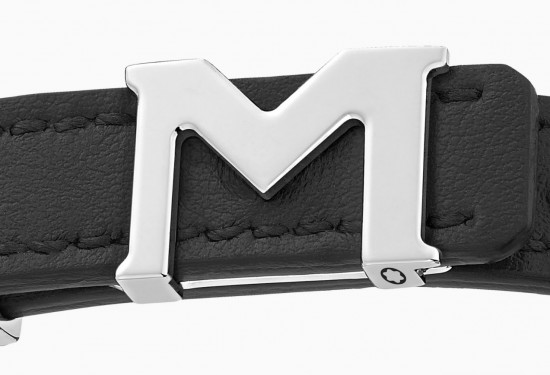 BRACELET M LOGO CUIR NOIR