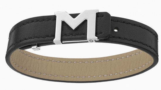 BRACELET M LOGO CUIR NOIR