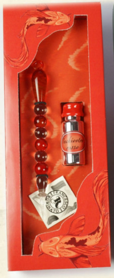 COFFRET CARPE KOI PLUME DE VERRE + BOUTEILLE D’ENCRE
