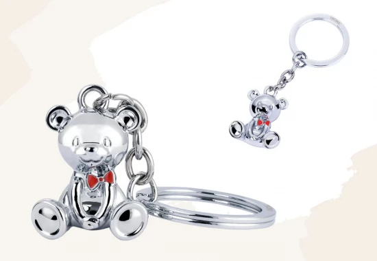 PORTE-CLES OURS NOEUD PAPILLON