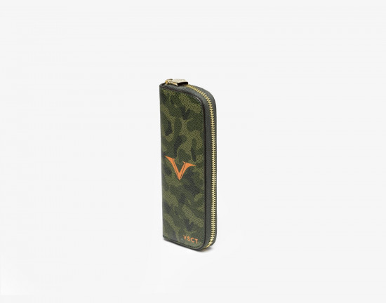 ÉTUI ZIPPÉ 2 STYLOS CUIR CAMOUFLAGE