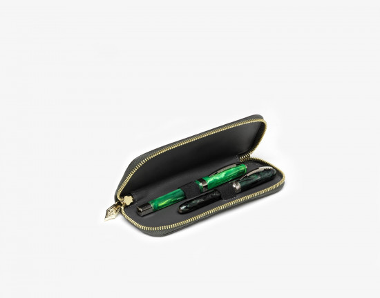 ÉTUI ZIPPÉ 2 STYLOS CUIR CAMOUFLAGE